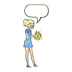 cartoon woman clapping hands with speech bubble N11