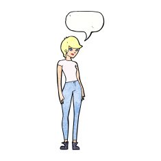 cartoon modern attractive woman with speech bubble N10