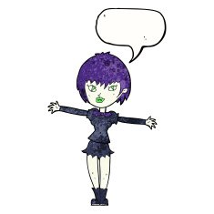 cartoon vampire girl with speech bubble N247