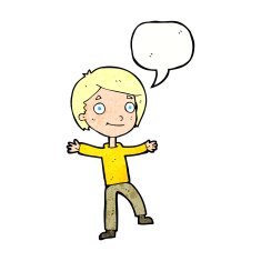 cartoon excited boy with speech bubble N155