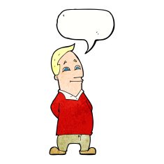 cartoon friendly man with speech bubble N20