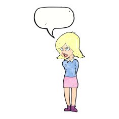 cartoon annoyed woman with speech bubble N200