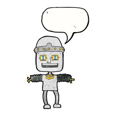 cartoon robot with speech bubble N212