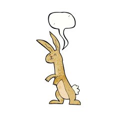 cartoon rabbit with speech bubble N98