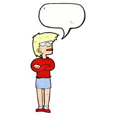 cartoon annoyed woman with speech bubble N201