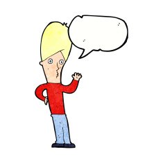 cartoon man waving with speech bubble N33
