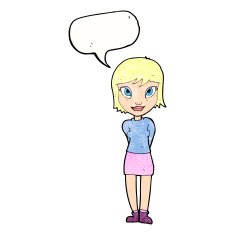 cartoon pretty girl with speech bubble N108