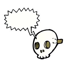cartoon skull mask with speech bubble N3
