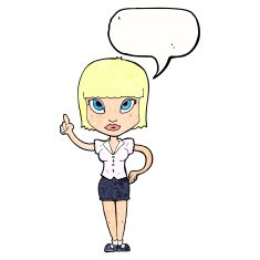 cartoon pretty girl with idea speech bubble N33