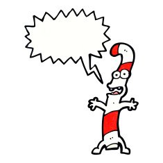 cartoon candy cane with speech bubble N11