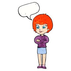 cartoon proud woman with speech bubble N30