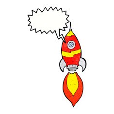 cartoon spaceship with speech bubble N35