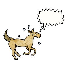cartoon horse sweating with speech bubble N11