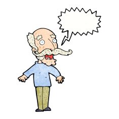 cartoon old man gasping in surprise with speech bubble N11