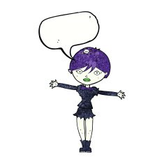 cartoon vampire girl with speech bubble N248