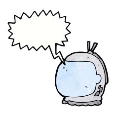 cartoon astronaut helmet with speech bubble N36