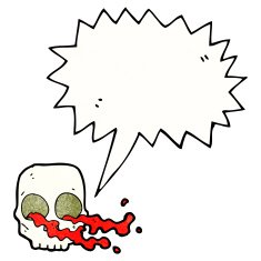 cartoon gross skull with speech bubble N6
