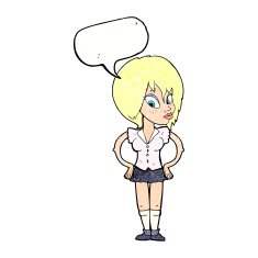 cartoon woman with hands on hips speech bubble N237