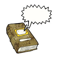 cartoon old book with speech bubble N3