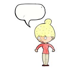 cartoon woman staring with speech bubble N33