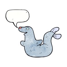 cartoon seal with speech bubble N22