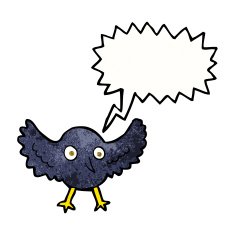 cartoon crow with speech bubble N17