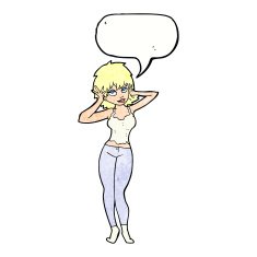 cartoon pretty woman with speech bubble N301