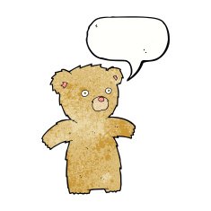 cartoon teddy bear with speech bubble N160