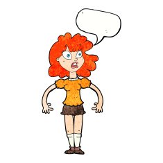 cartoon pretty girl with shocked expression speech bubble N11