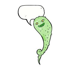 cartoon spooky ghost with speech bubble N51