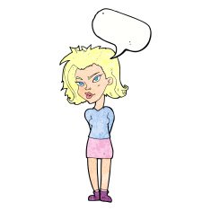 cartoon woman with speech bubble N32