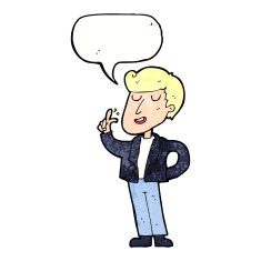 cartoon cool guy snapping fingers with speech bubble N11