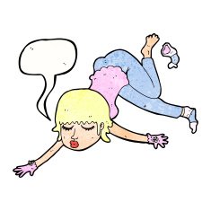cartoon woman floating with speech bubble N11