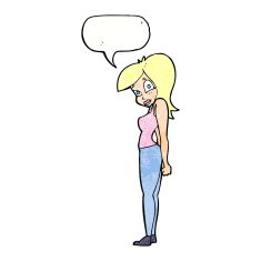 cartoon pretty woman with speech bubble N302