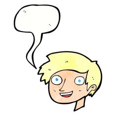 cartoon happy boy face with speech bubble N54