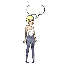 cartoon pretty woman with speech bubble N303