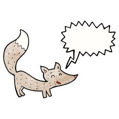 cartoon little wolf with speech bubble N35