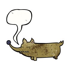 cartoon funny little dog with speech bubble N21