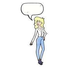 cartoon pretty woman with speech bubble N305