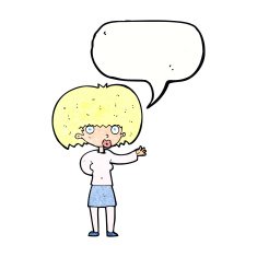 cartoon woman gesturing with speech bubble N32