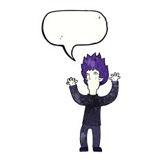 cartoon vampire with speech bubble N135