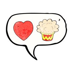 cartoon cupcake with speech bubble N6