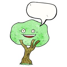 cartoon tree with speech bubble N3