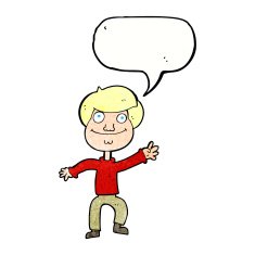 cartoon happy man waving with speech bubble N44