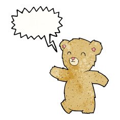 cute cartoon teddy bear with speech bubble N17