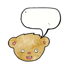 cartoon teddy bear face with speech bubble N19