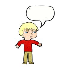 cartoon annoyed boy with speech bubble N43