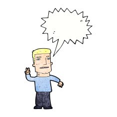 cartoon man giving peace sign with speech bubble N63