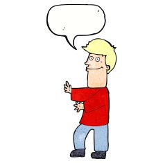 cartoon man gesturing with speech bubble N33