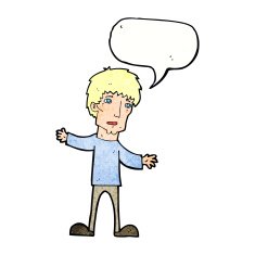 cartoon worried man with speech bubble N107